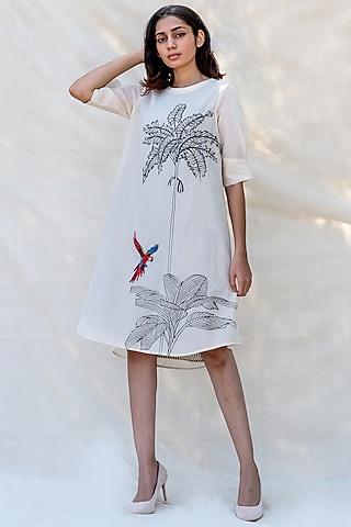 off white embroidered mini dress