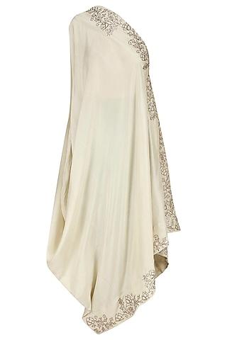 off white embroidered off shoulder tunic/dress with dhoti pants