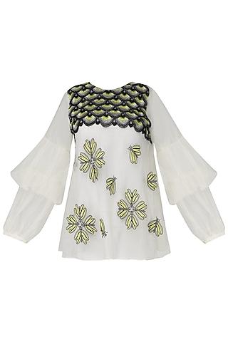 off white embroidered sheer top