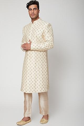 off white embroidered sherwani