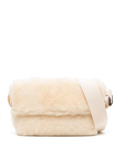 off white fleece-texture crossbody bag
