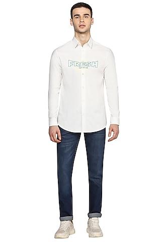 off white floral embroidered shirt