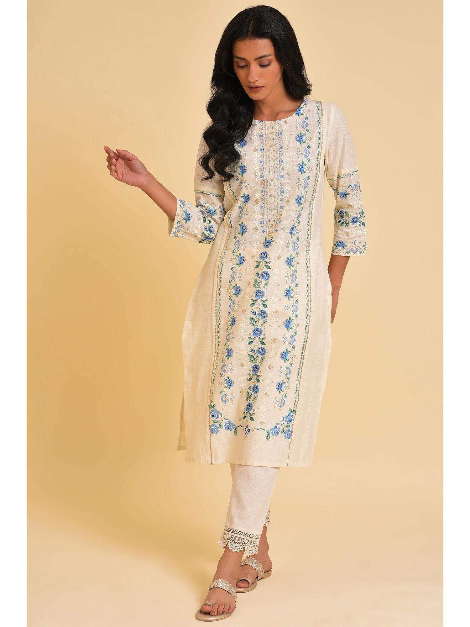 off white floral kurta