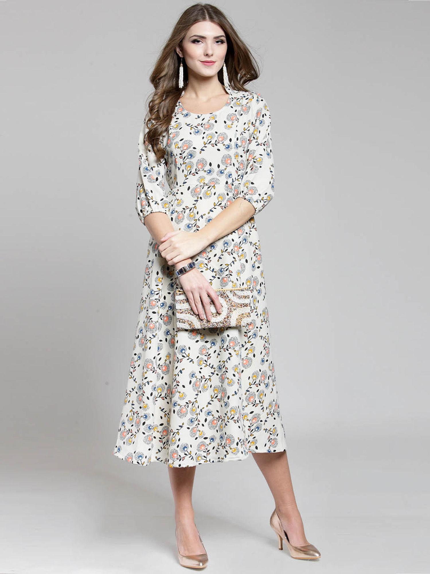 off white floral midi dress