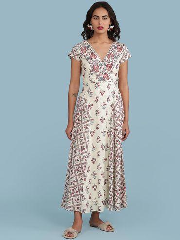off white floral print maxi dress