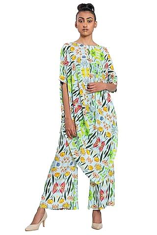 off-white floral printed draped tunic