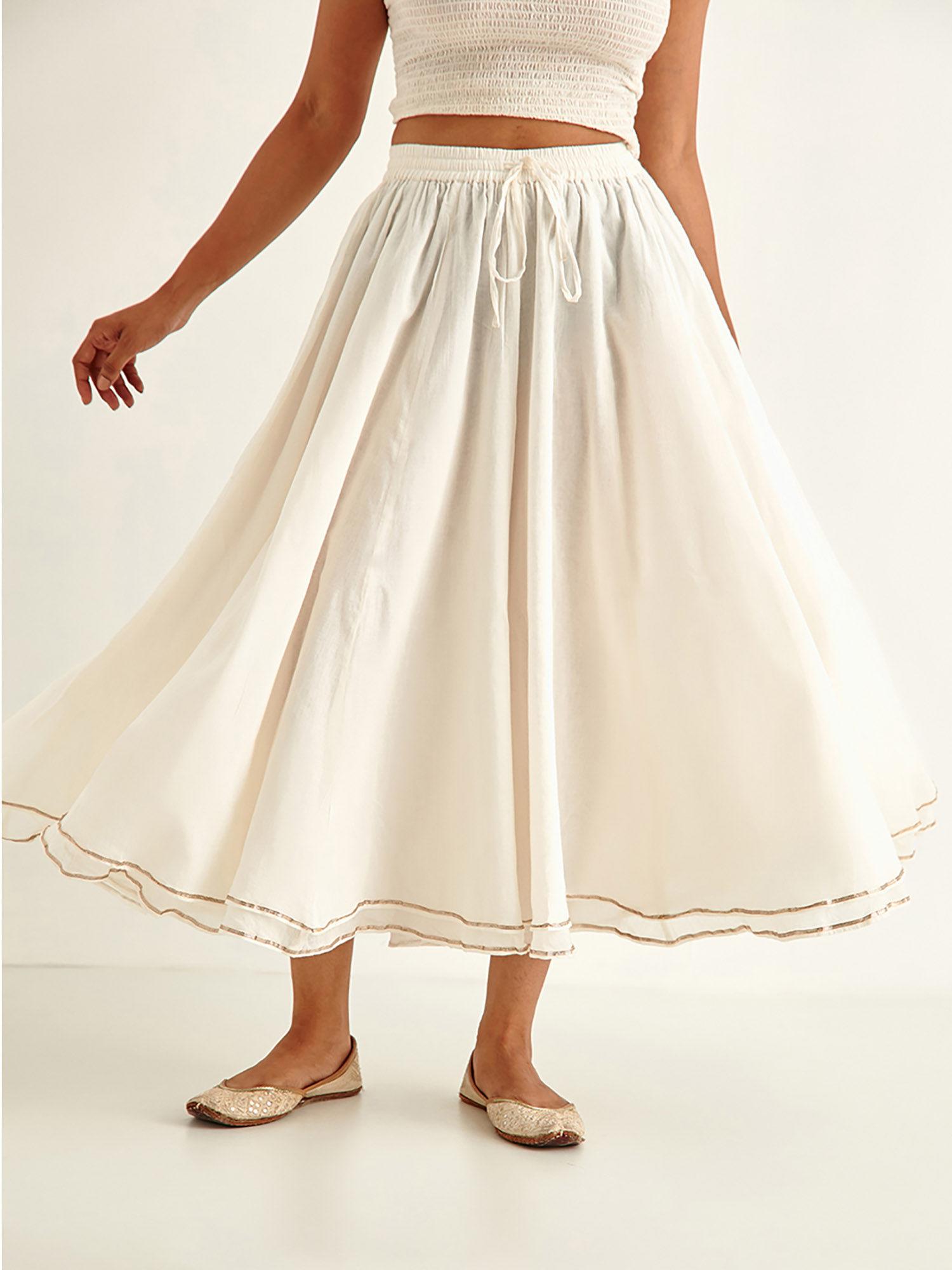 off white gota embellished skirt