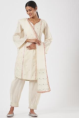 off-white gota embroidered kurta set