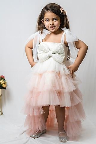 off-white high-low ruffled dress for girls