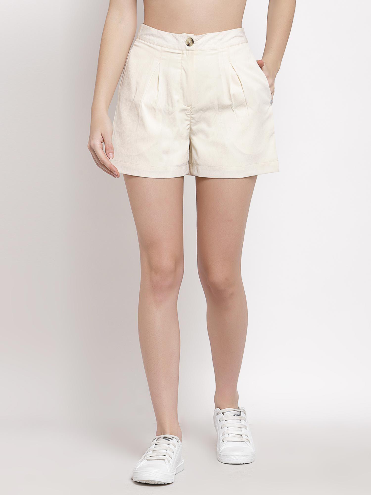 off white inverted box pleat shorts