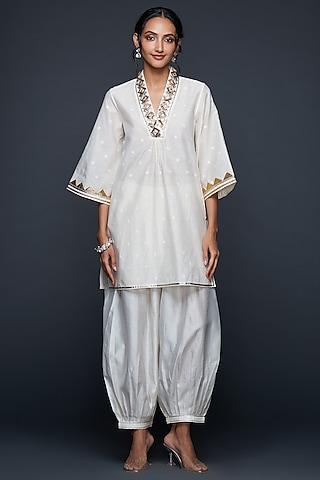 off-white jamdani gota applique tunic