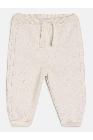 off white knitted full length casual boys regular fit trousers