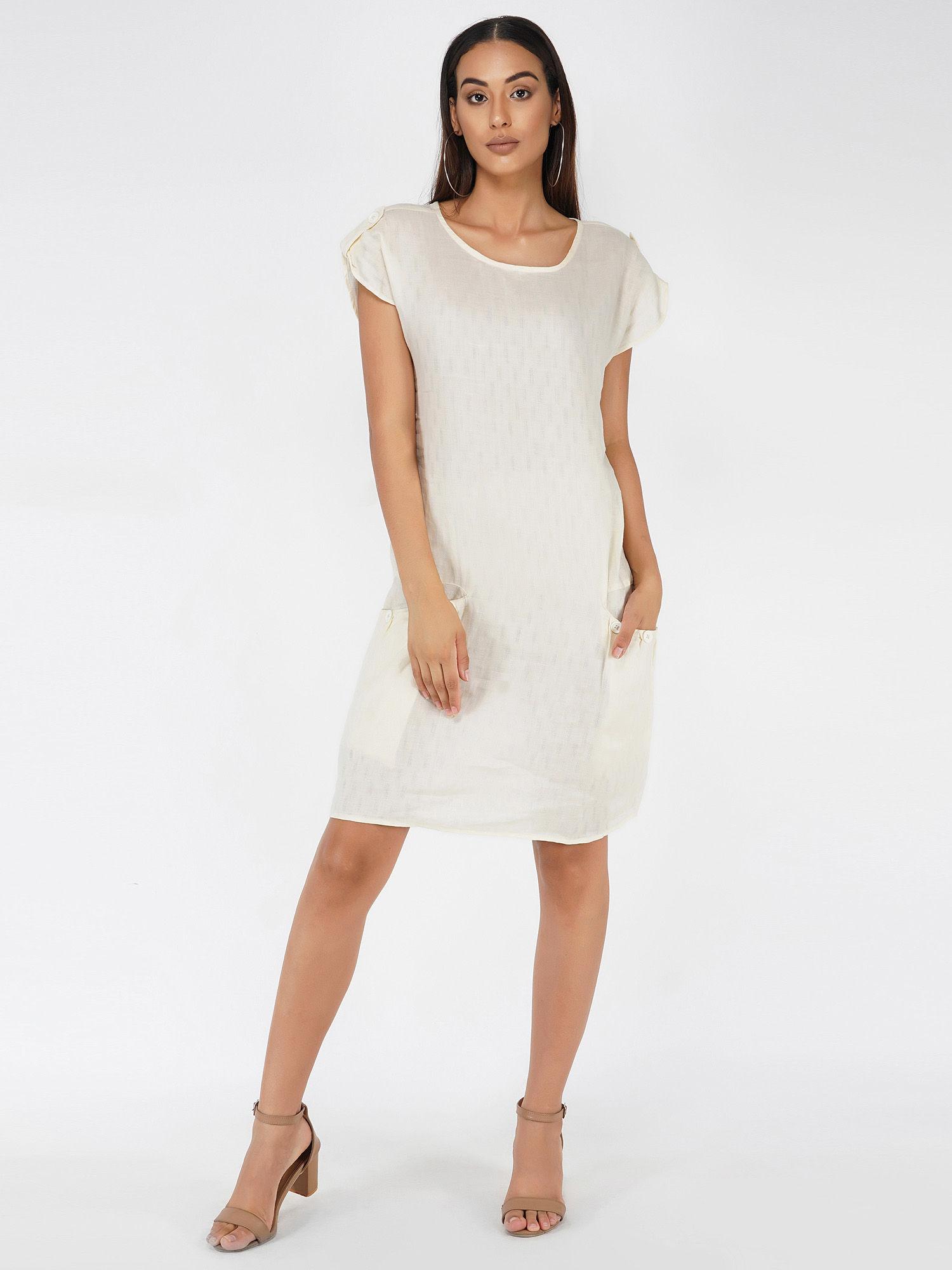 off white linen dobby dress