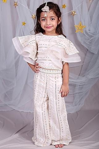off white lucknowi sharara set for girls