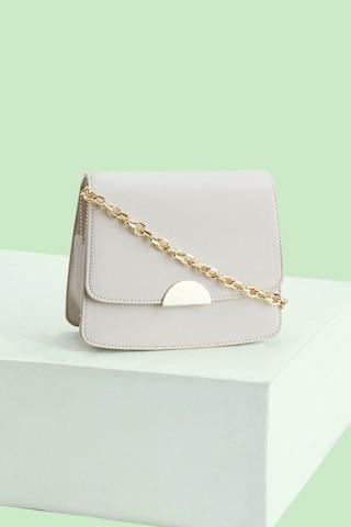 off white metal trim casual semi pu women cross body bag