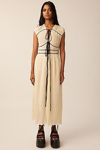 off-white muslin ruched dress