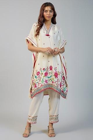 off-white natural crepe printed kurta set