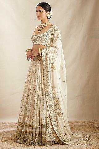 off-white net boota embroidred lehenga set