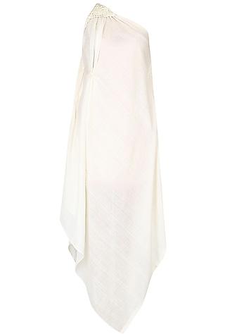 off white one shoulder double layered dress