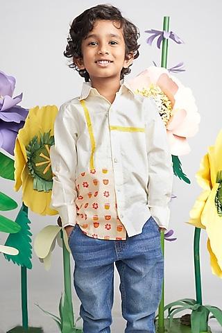 off-white organic cotton printed shirt for boys