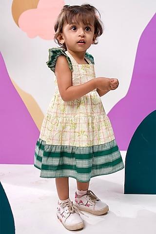 off-white organic cotton printed tiered dress for girls