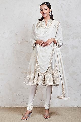 off-white parsi gara embroidered anarkali set