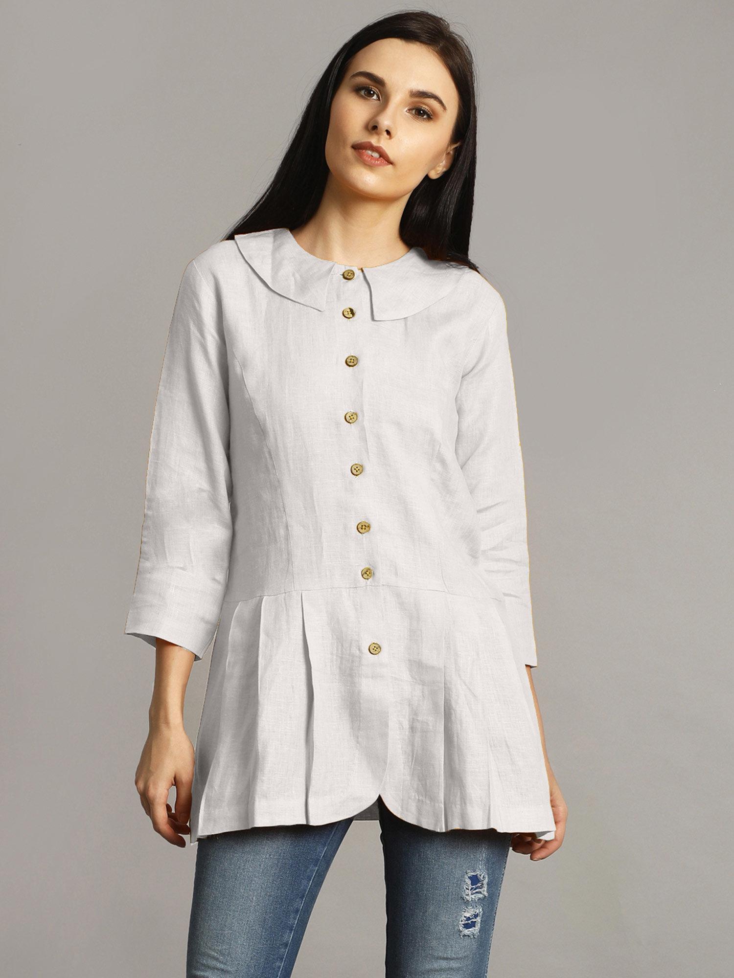 off white peter pan neck tunic