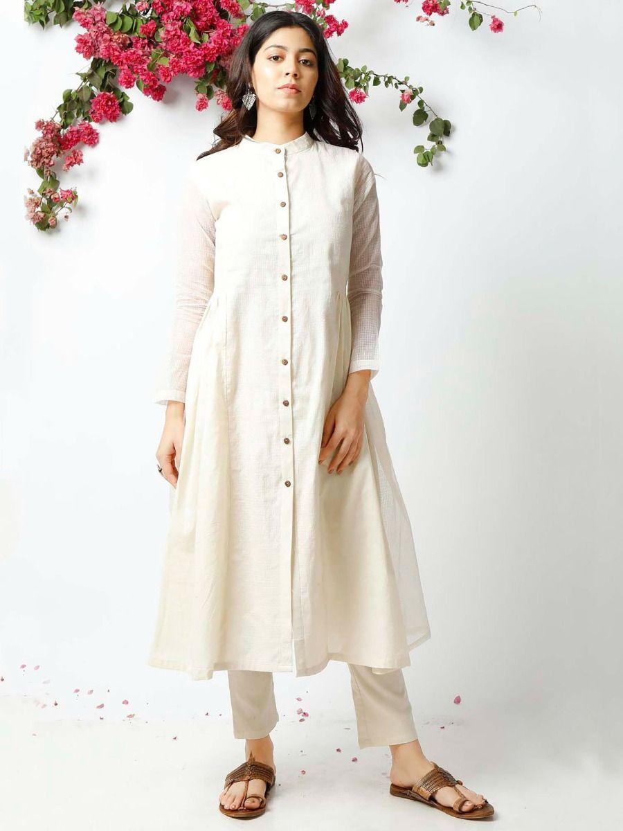 off white playful cotton kurta