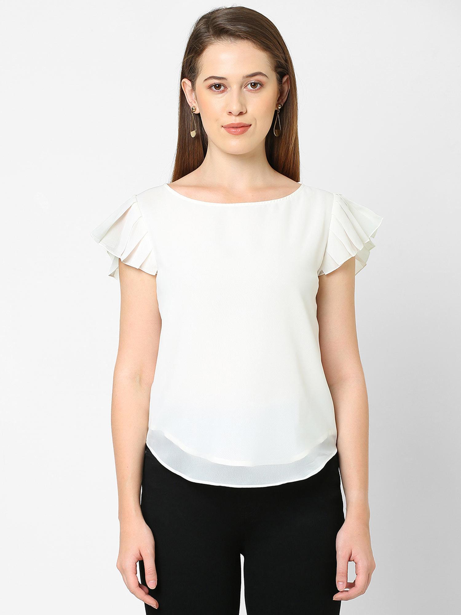 off white pleated sleeve top