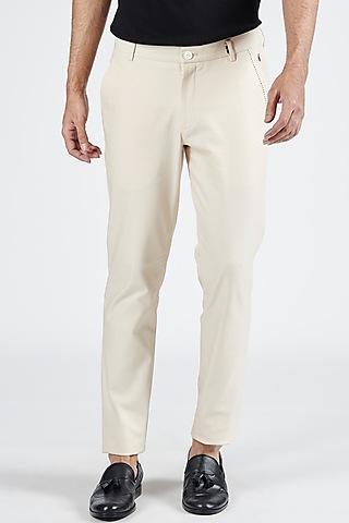 off-white poly blend & wool trousers