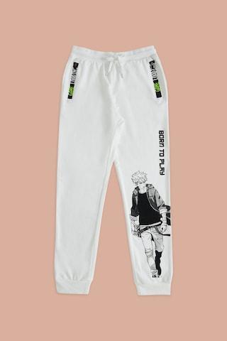 off white print full length mid rise casual boys regular fit track pants