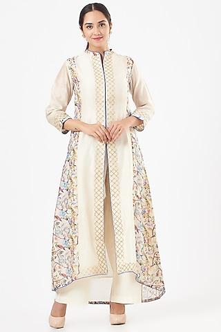 off-white printed anarkali set