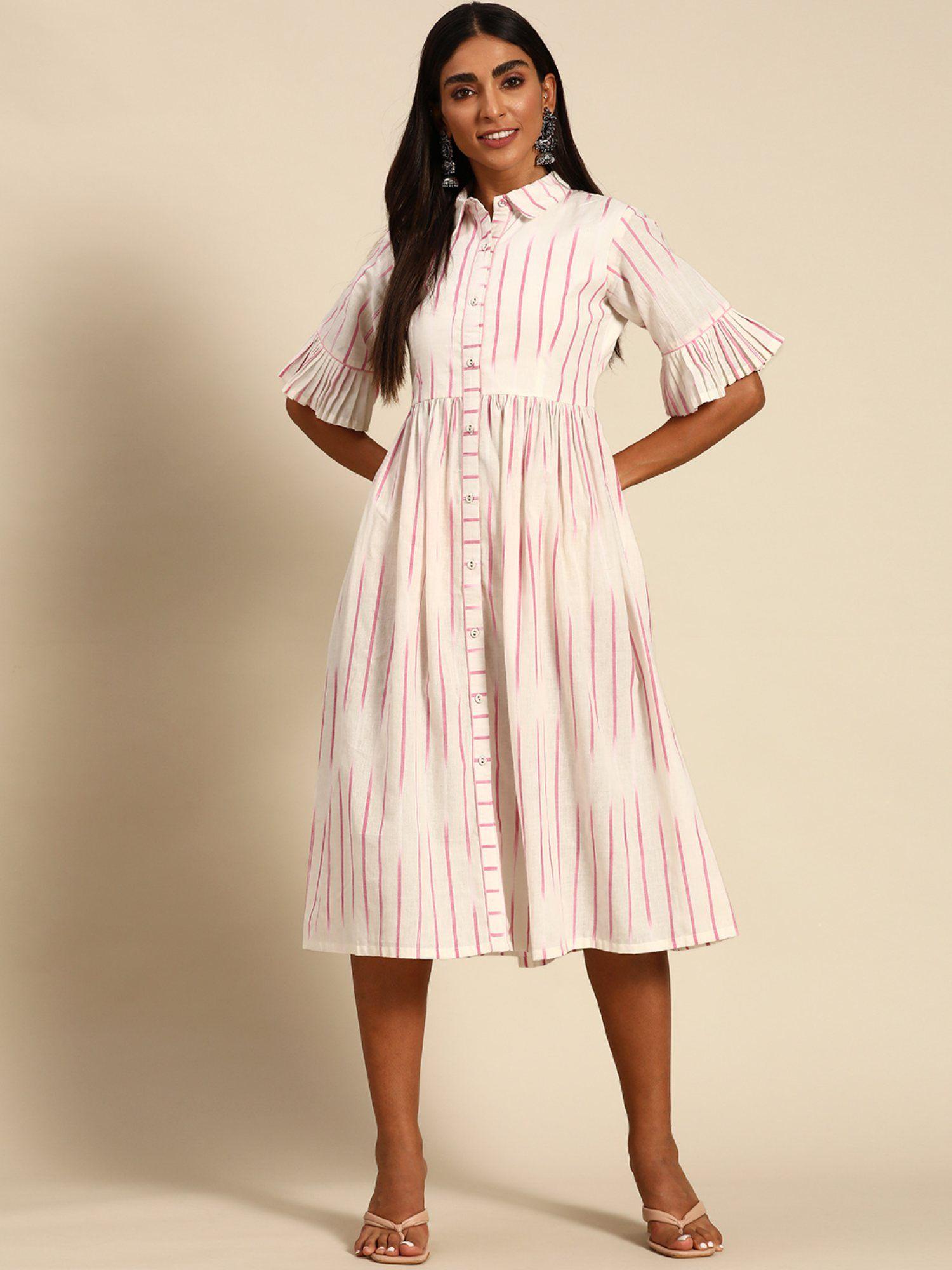 off white printed cotton dress