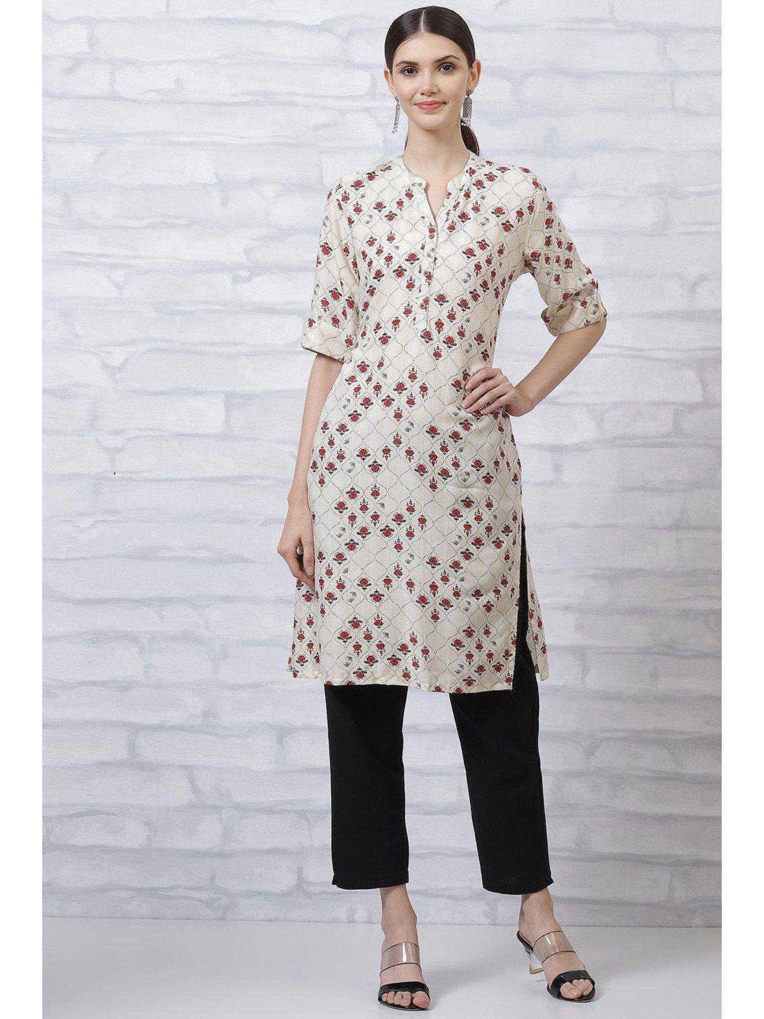 off white printed kurta