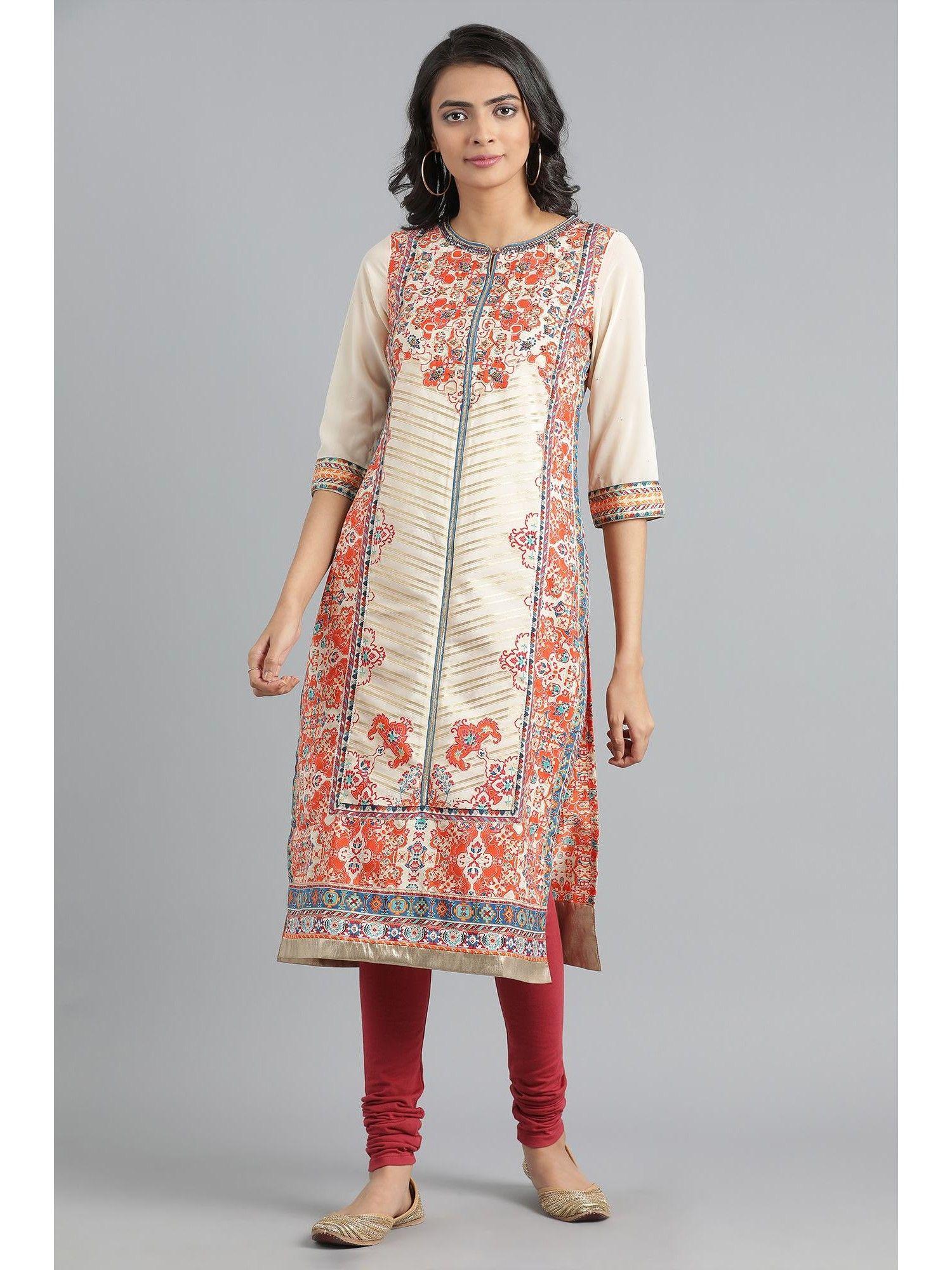 off white printed kurta