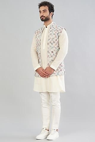 off-white printed nehru jacket