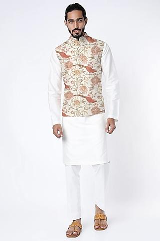off-white printed nehru jacket
