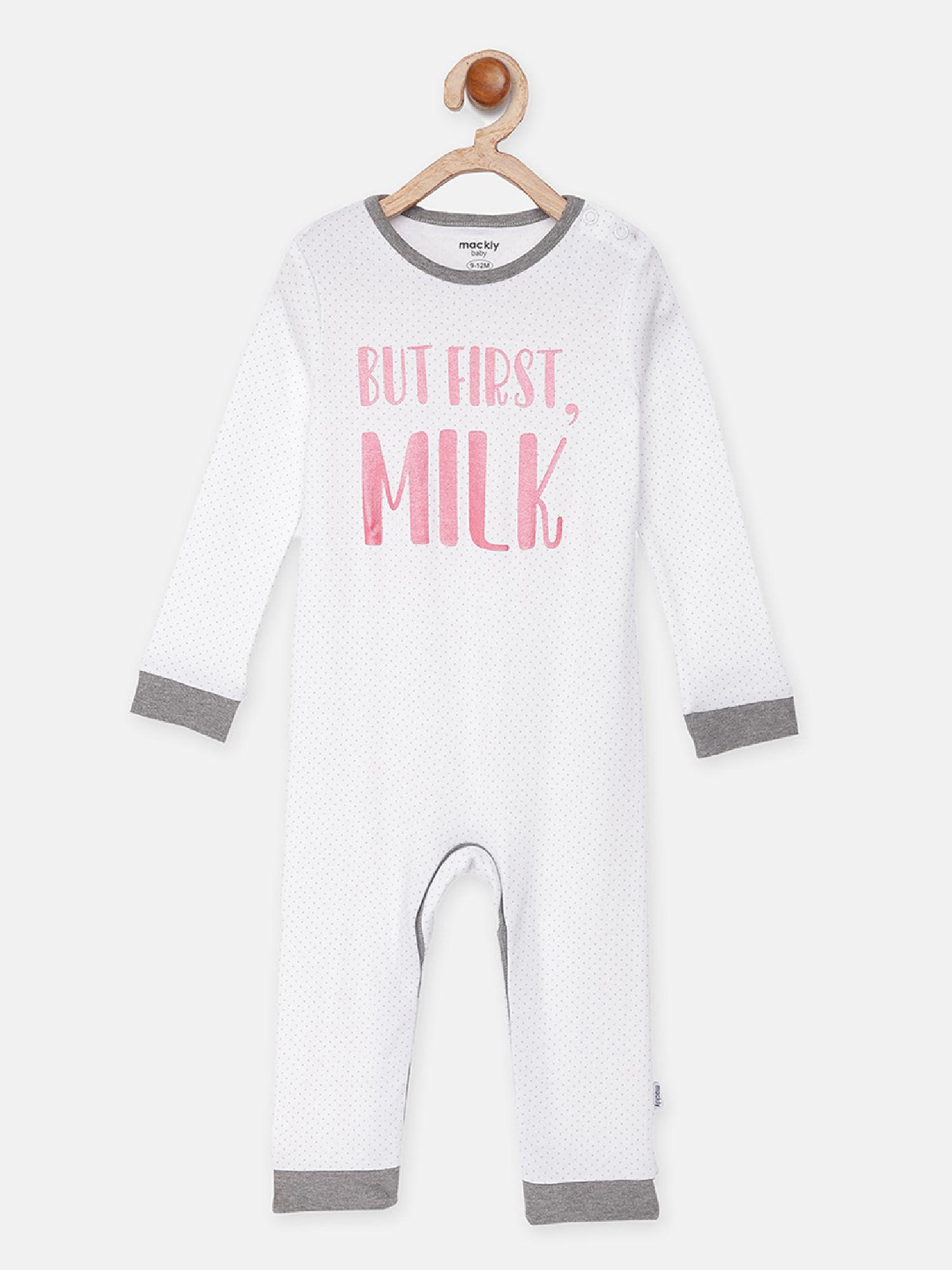 off white printed rompers for baby girl (pack of 2)