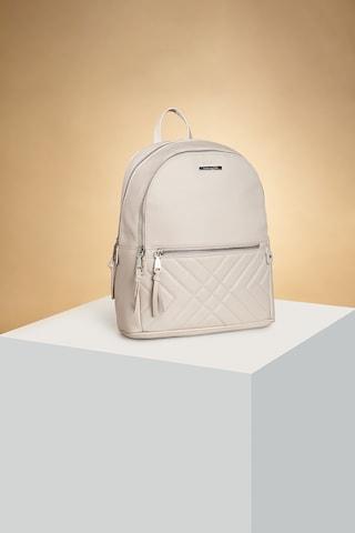 off white quilted casual pu women backpack