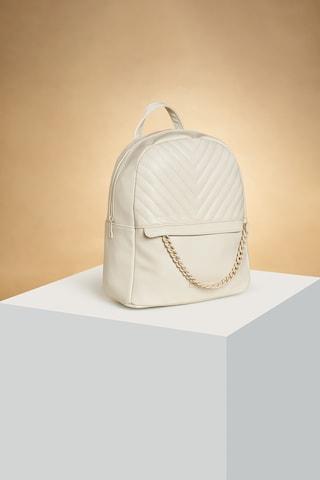 off white quilted casual pu women backpack