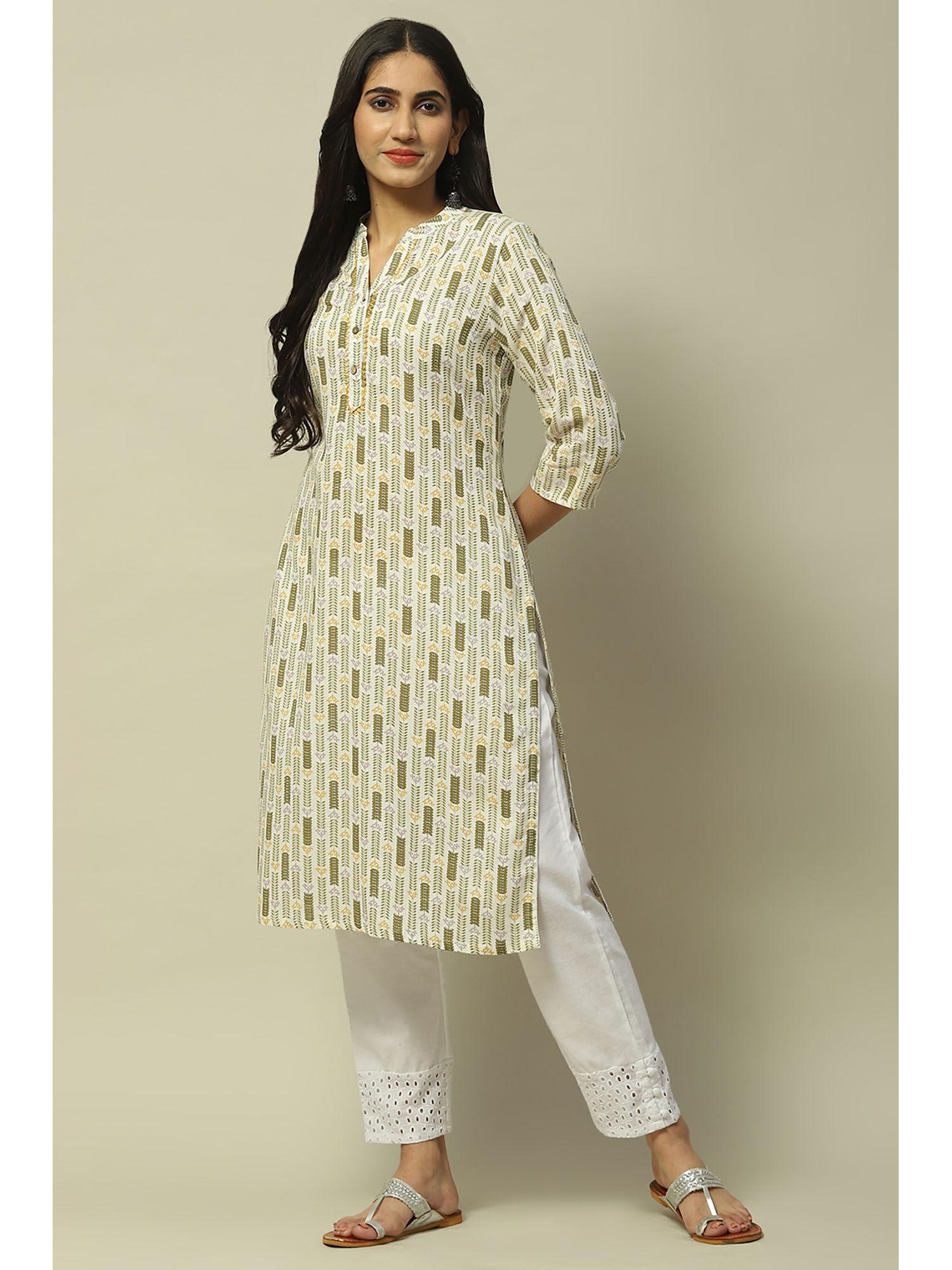 off white rayon straight kurta