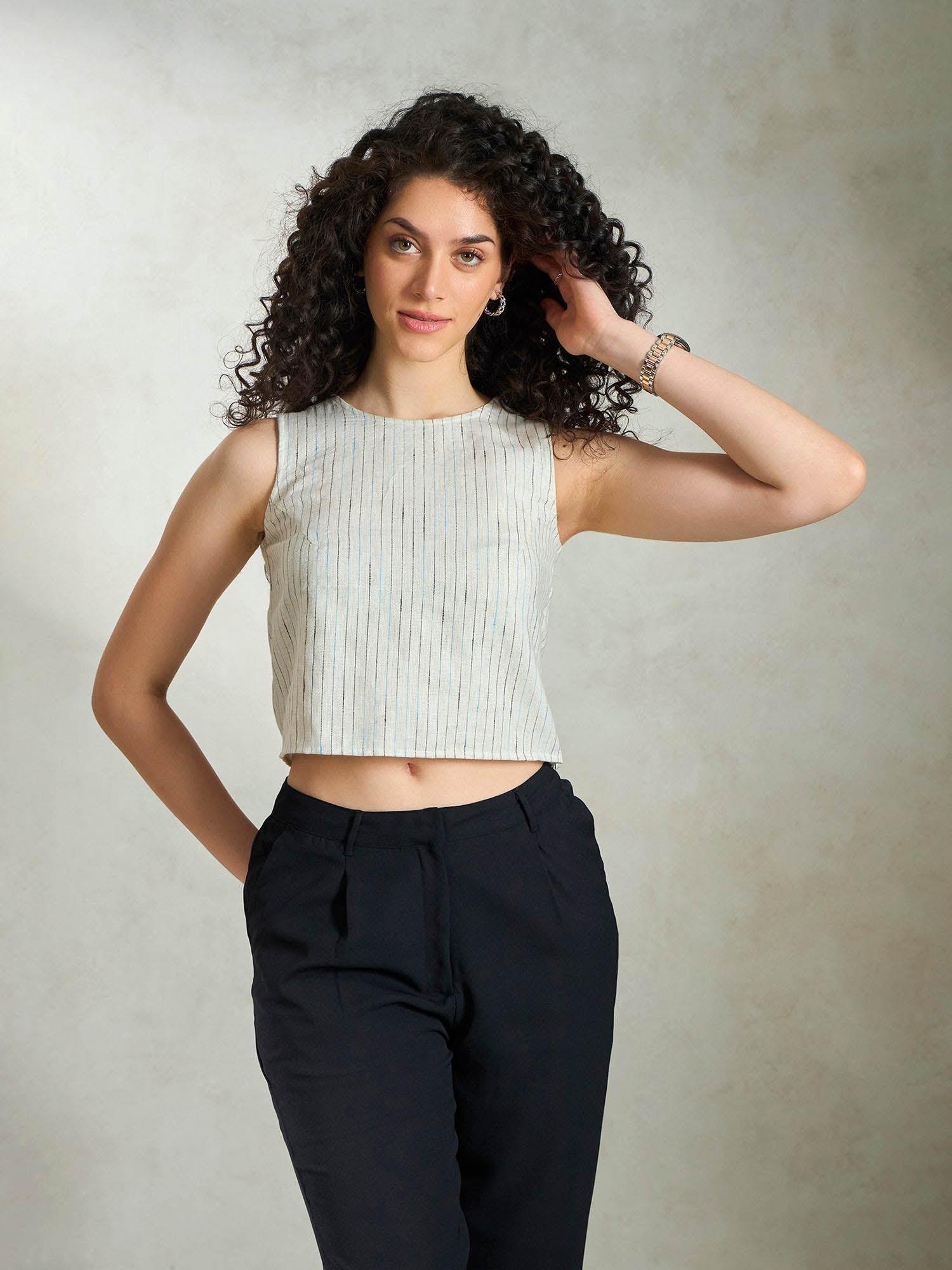 off white relaxed sleeveless crop top