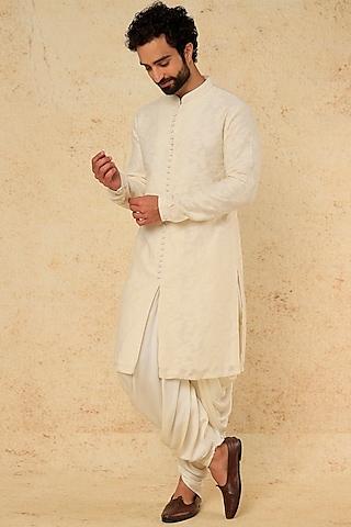 off-white silk chanderi kurta set