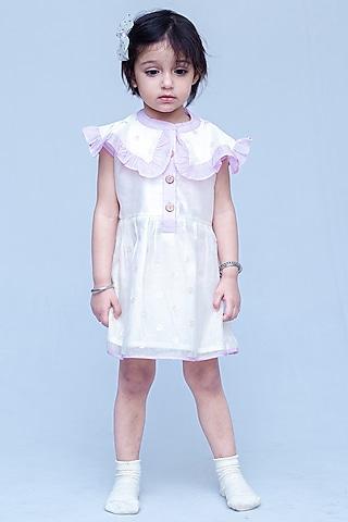 off-white silk embroidered dress for girls