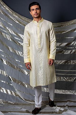 off-white silk kurta set