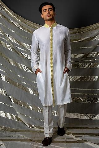 off-white silk kurta set