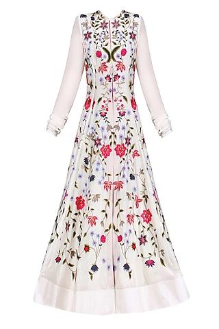 off white silk thread and zari embroidered gown