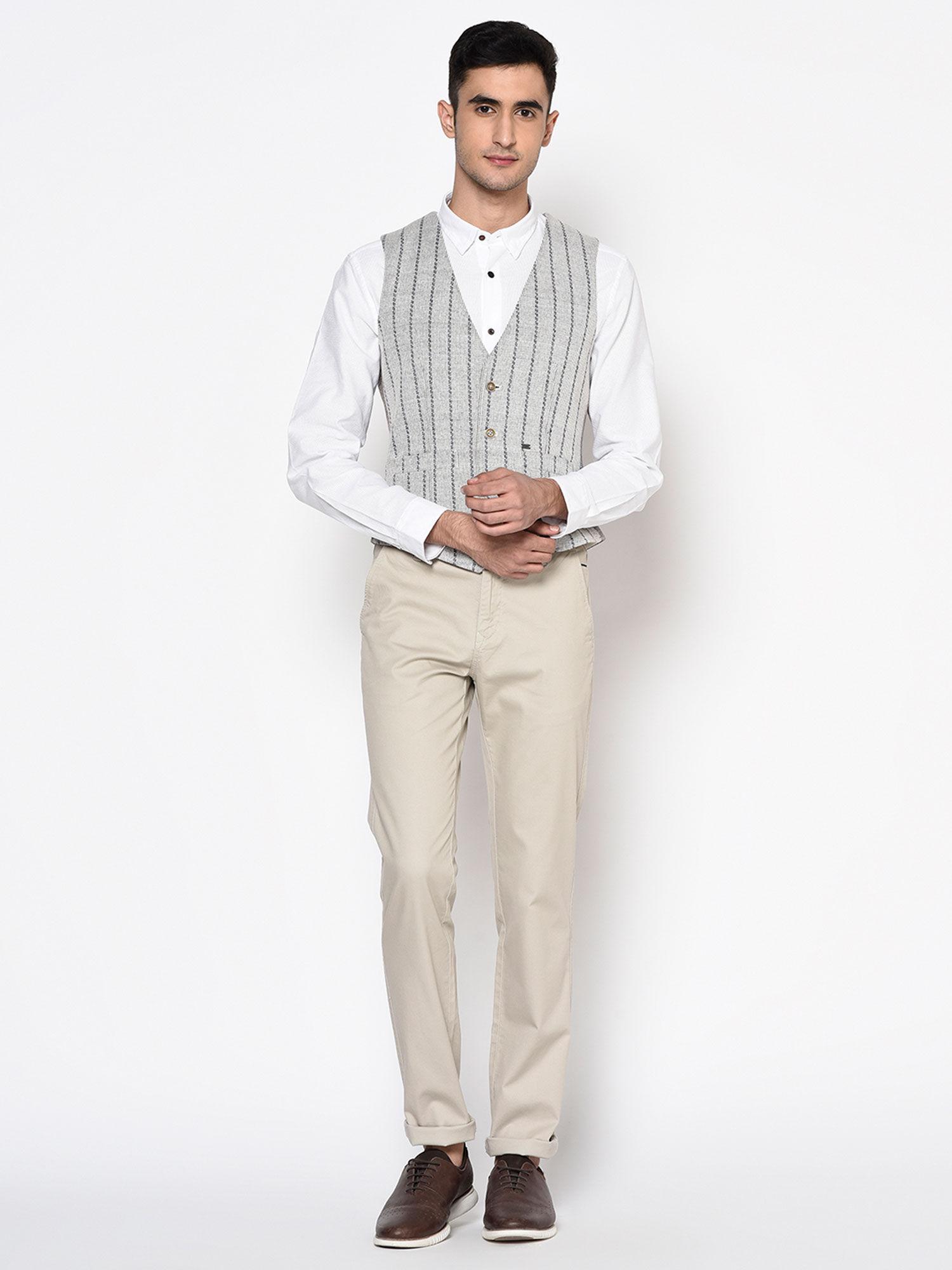 off white slim fit casual waist coat