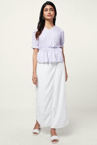 off white solid ankle-length casual women comfort fit culottes