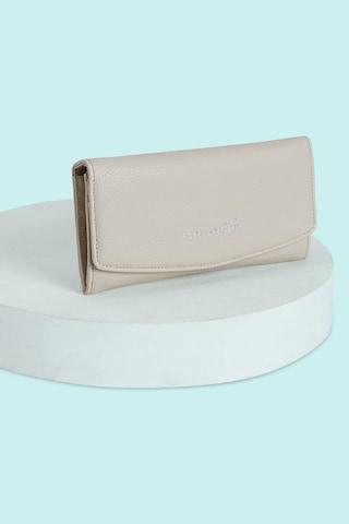 off white solid casual semi pu women wallet